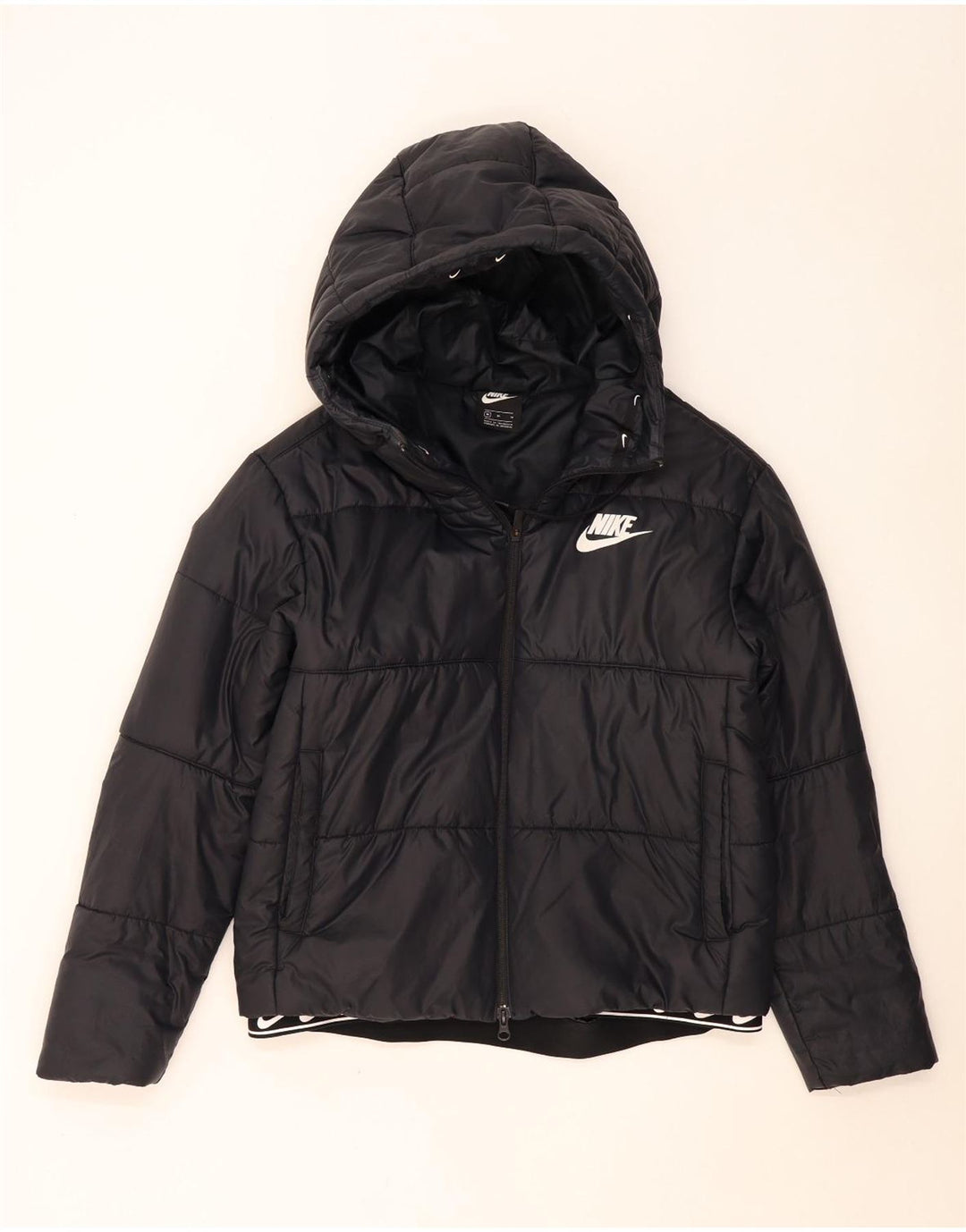 Nike Damen-Kapuzenjacke, wattiert, UK 14, Mittelschwarz, Polyester