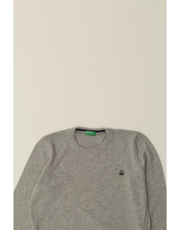 BENETTON Boys Crew Neck Jumper Sweater 6-7 Years Small Grey Cotton Vintage Benetton and Second-Hand Benetton from Messina Hembry 