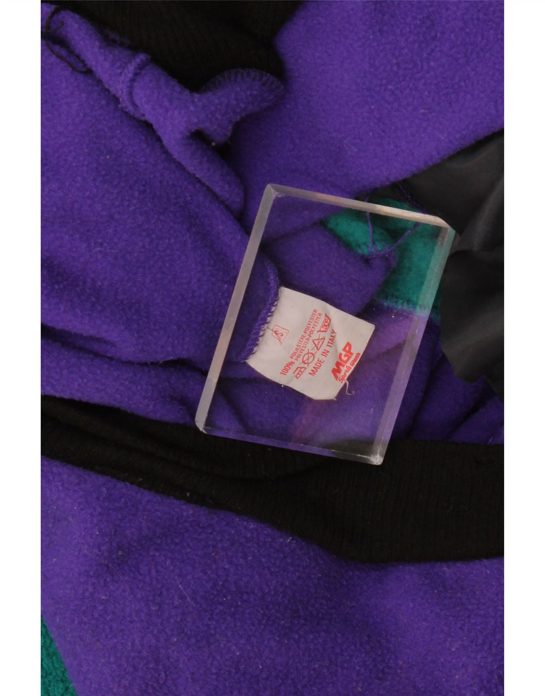 VINTAGE Übergroßer Fleece-Pullover für Damen, UK 10, Klein, Lila, Farbblock