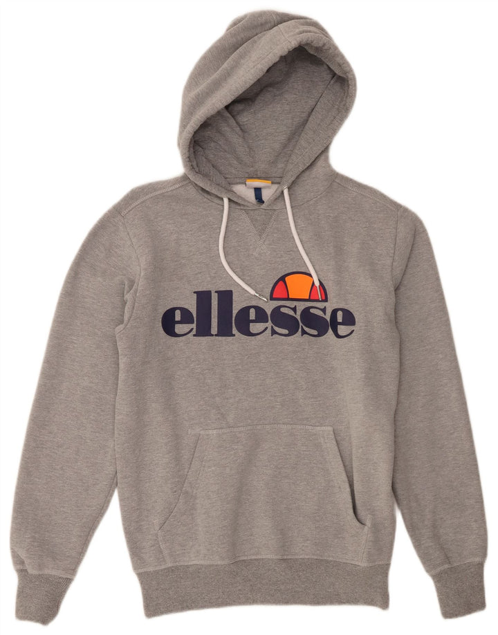 Ellesse Herren-Kapuzenpullover mit Grafik, Größe S, graue Baumwolle