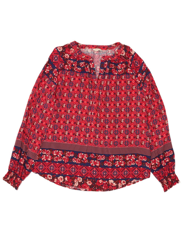 Monsoon Damen-Blusenoberteil mit langen Ärmeln, Gr. 44, Größe L, rot, geometrisch, Viskose