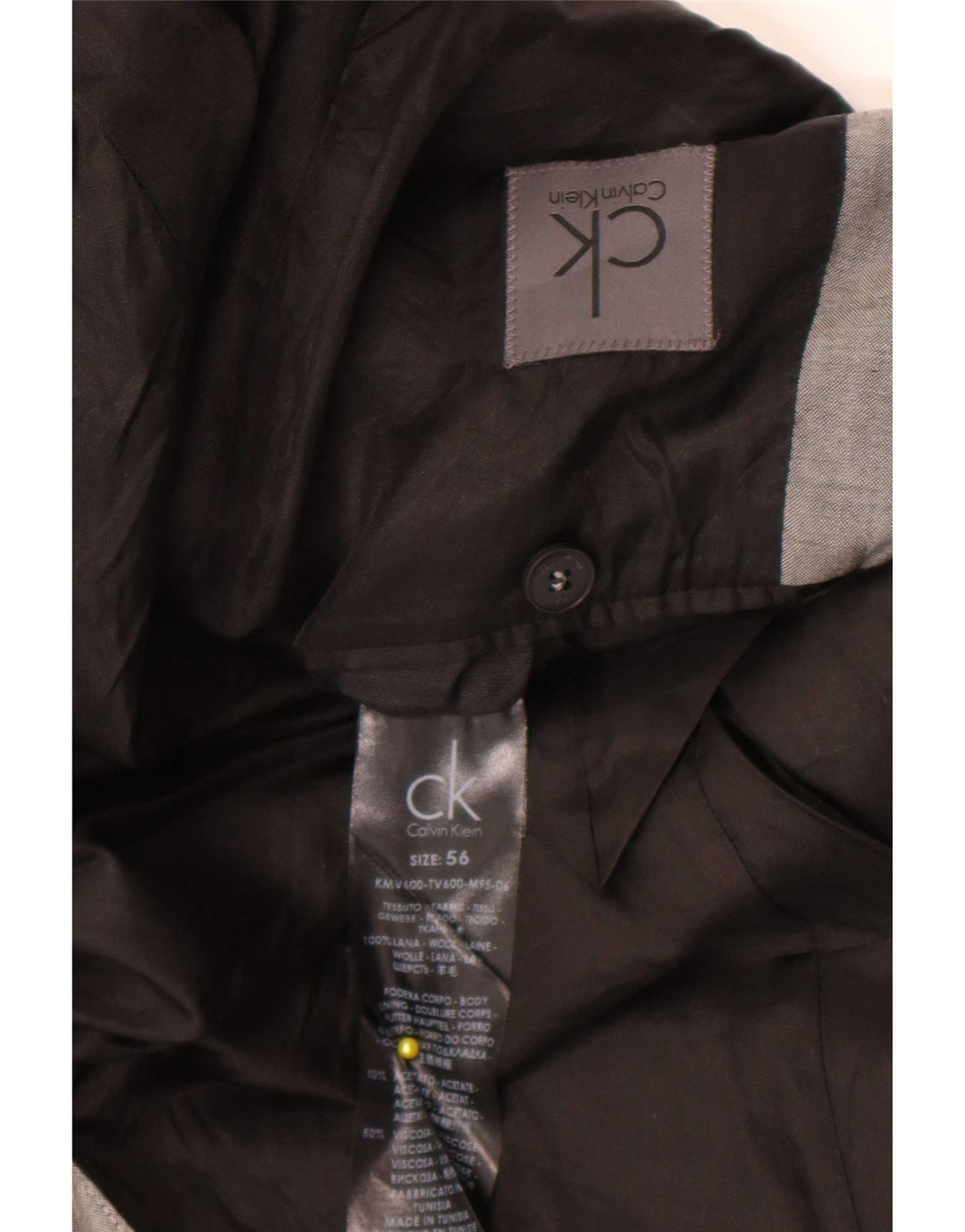 Calvin Klein Herren 2-Knopf-Blazerjacke IT 56 3XL Graue Wolle