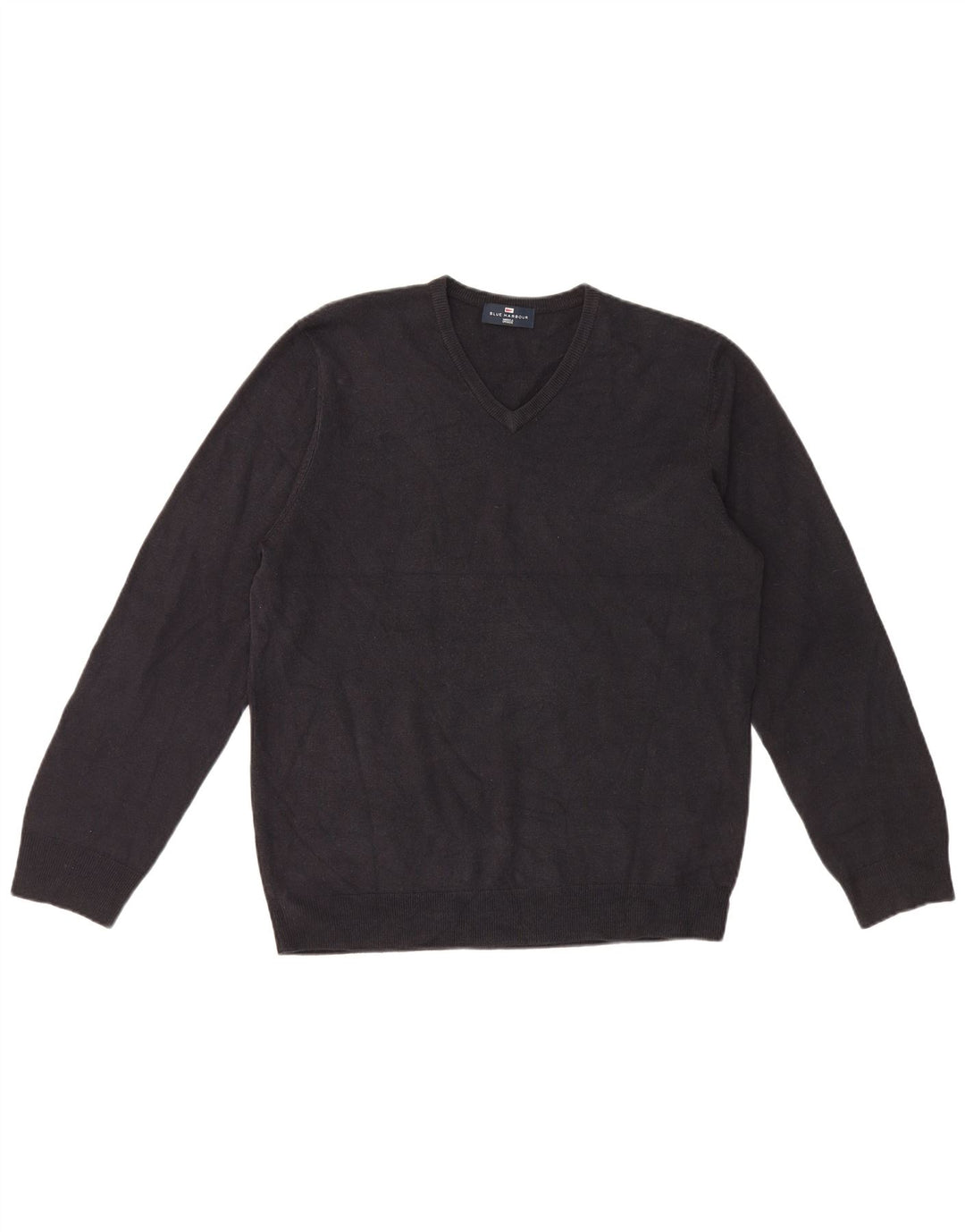 Marks & Spencer Herren Blue Harbor V-Ausschnitt Pullover Pullover Large Schwarz Acryl
