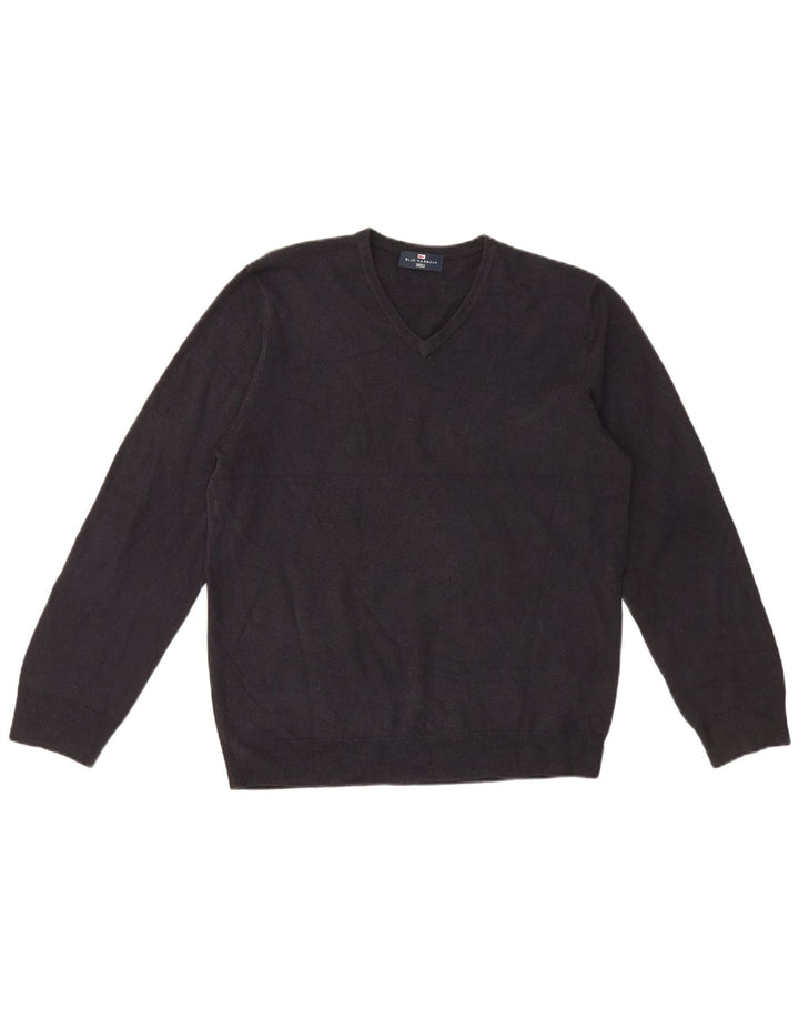 Marks & Spencer Herren Blue Harbor V-Ausschnitt Pullover Pullover Large Schwarz Acryl