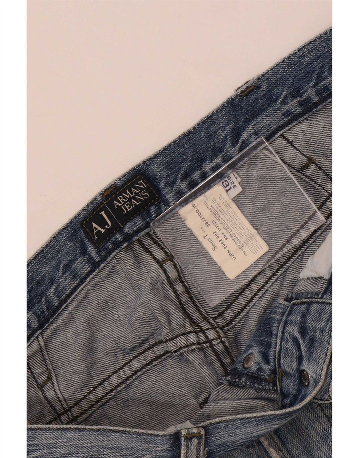 Armani Herren Distressed Straight Jeans W31 L29 Blaue Baumwolle