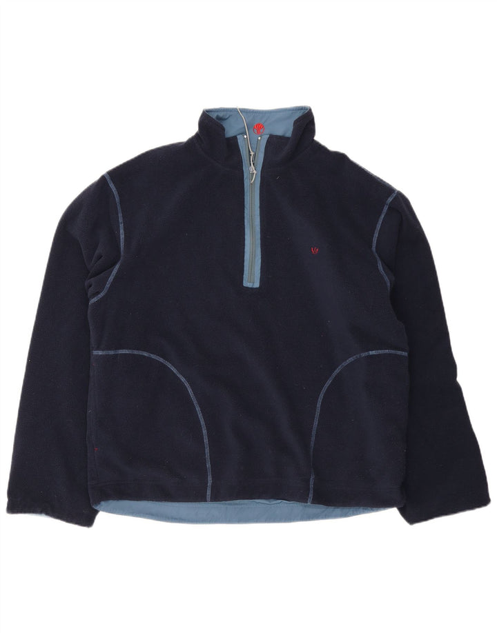 Fat Face Herren-Fleecepullover mit Reißverschluss am Hals, mittelgroß, marineblau, Polyester