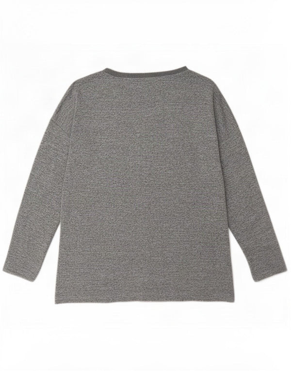Oasis Damen Top Langarm UK 14 Mittelgraues Colourblock-Polyester