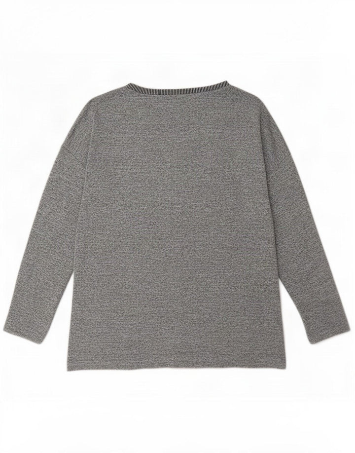 Oasis Damen Top Langarm UK 14 Mittelgraues Colourblock-Polyester