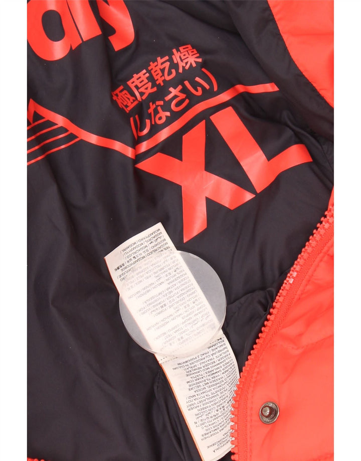 Superdry Wattierte Damenjacke mit Kapuze, UK 18 XL, rotes Nylon