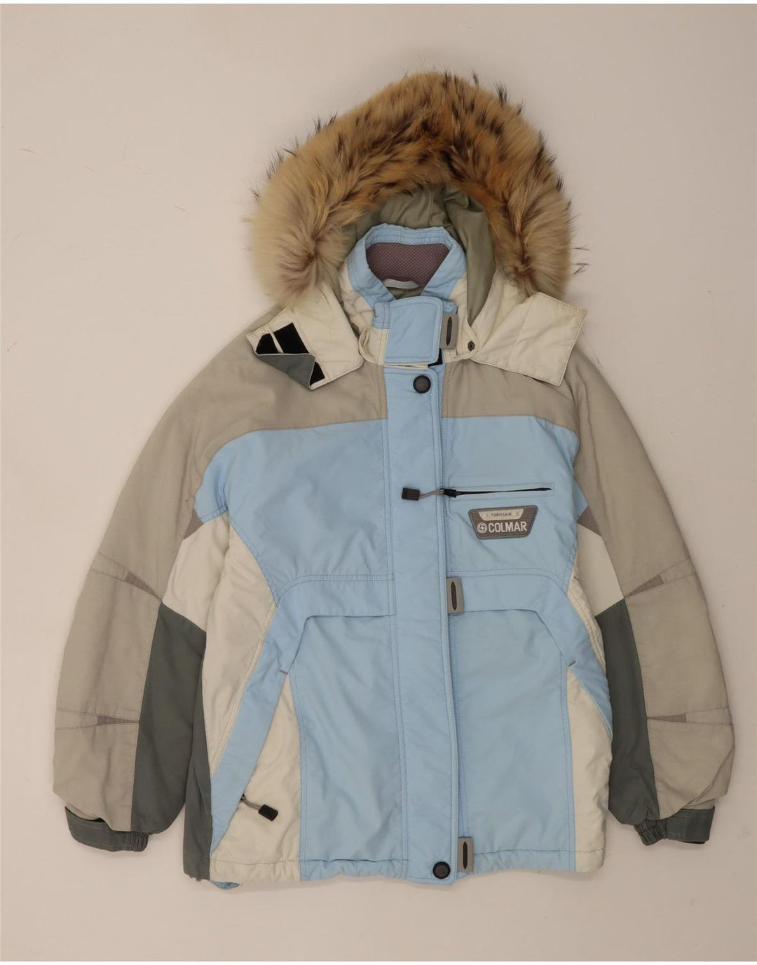Colmar Damen-Skijacke mit Kapuze IT 44 Mittelblaues Colourblock-Polyamid