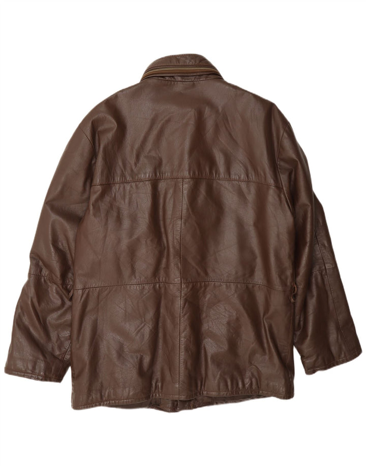 Vintage Herren Lederjacke mit Kapuze UK 38 Mittelbraun
