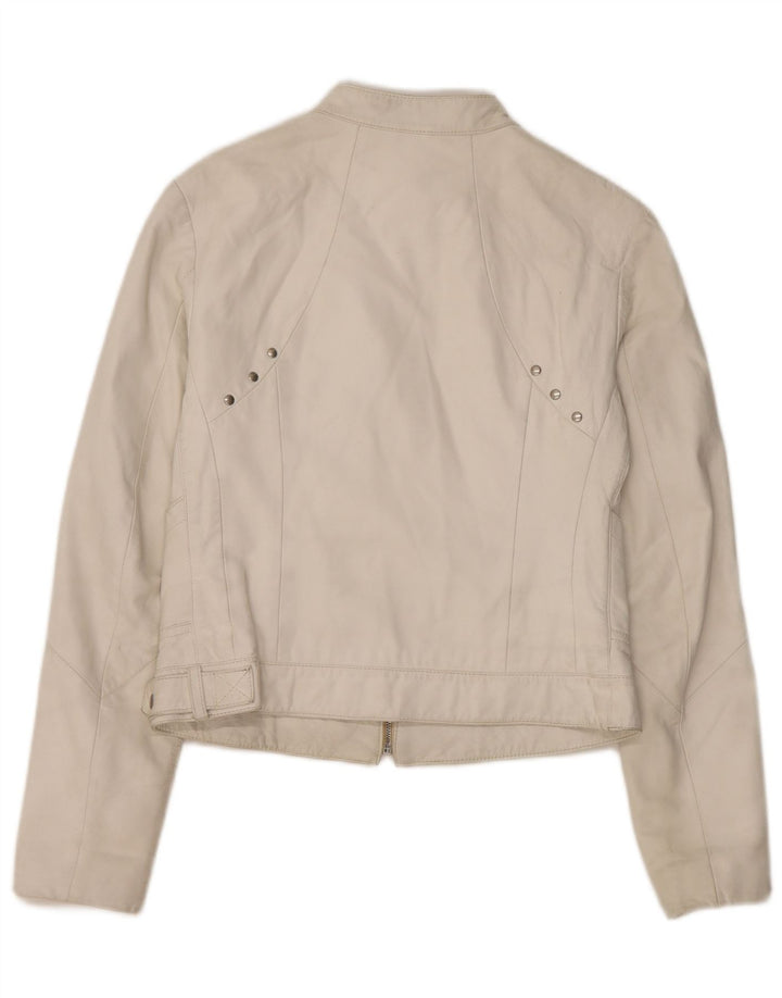 Conbipel Damen Leder Bikerjacke IT 42 Mittelweißes Leder