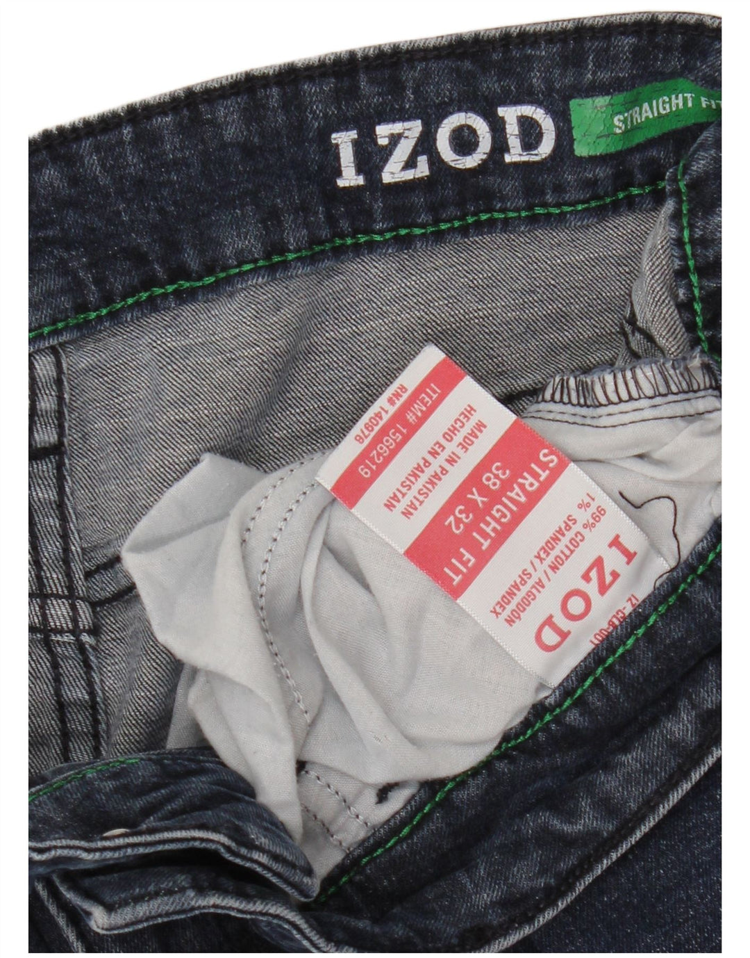 Izod Herren Straight Jeans W38 L32 Blaue Baumwolle