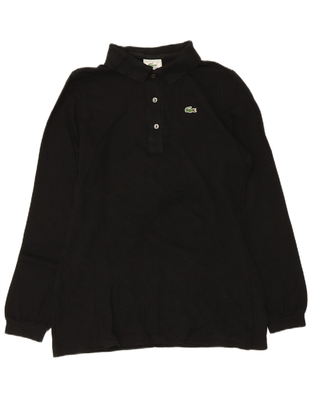 Lacoste Damen Langarm-Poloshirt, Größe 40, mittelschwarz, Baumwolle