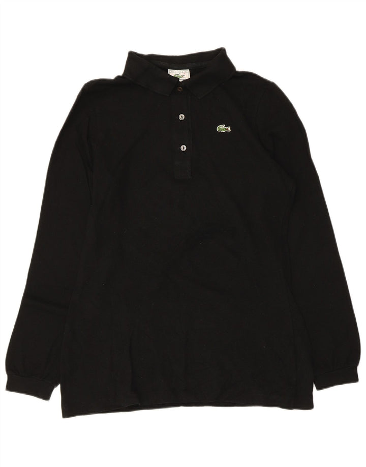 Lacoste Damen Langarm-Poloshirt, Größe 40, mittelschwarz, Baumwolle