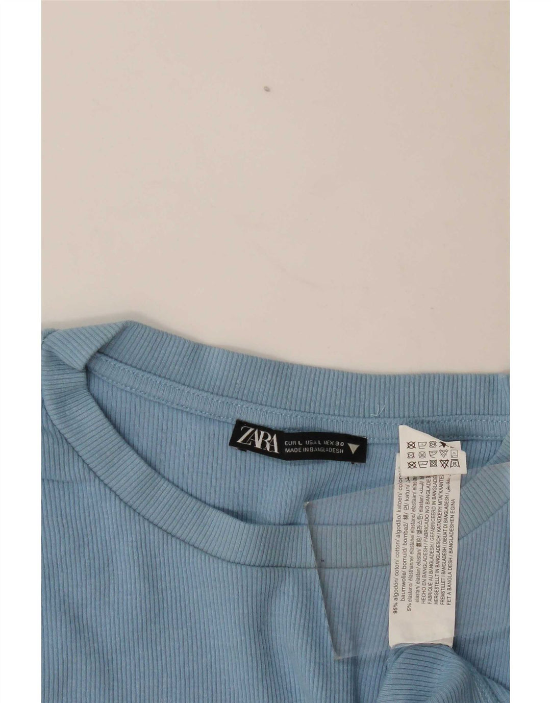 Zara Damen Crop Bluse Top UK 14 Große blaue Baumwolle