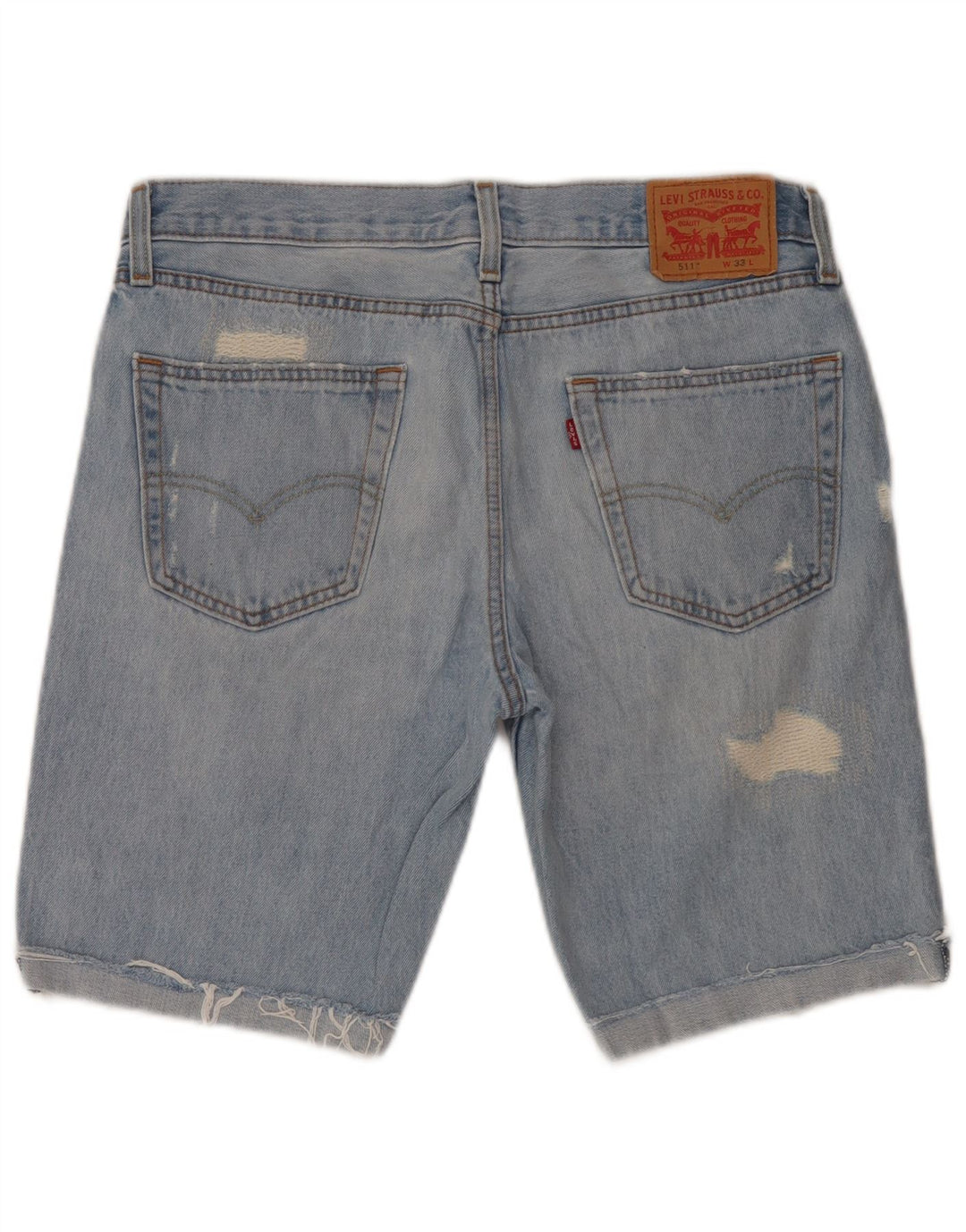 Levi's Herren 511 Slim Fit Distressed Denim Shorts W33 Mittelblaue Baumwolle