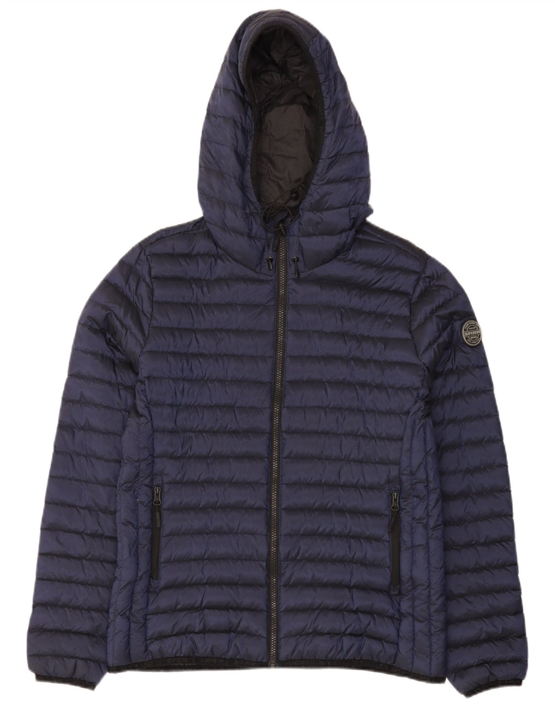 Superdry Wattierte Jacke mit Kapuze für Damen, UK 16, Größe L, marineblaues Nylon