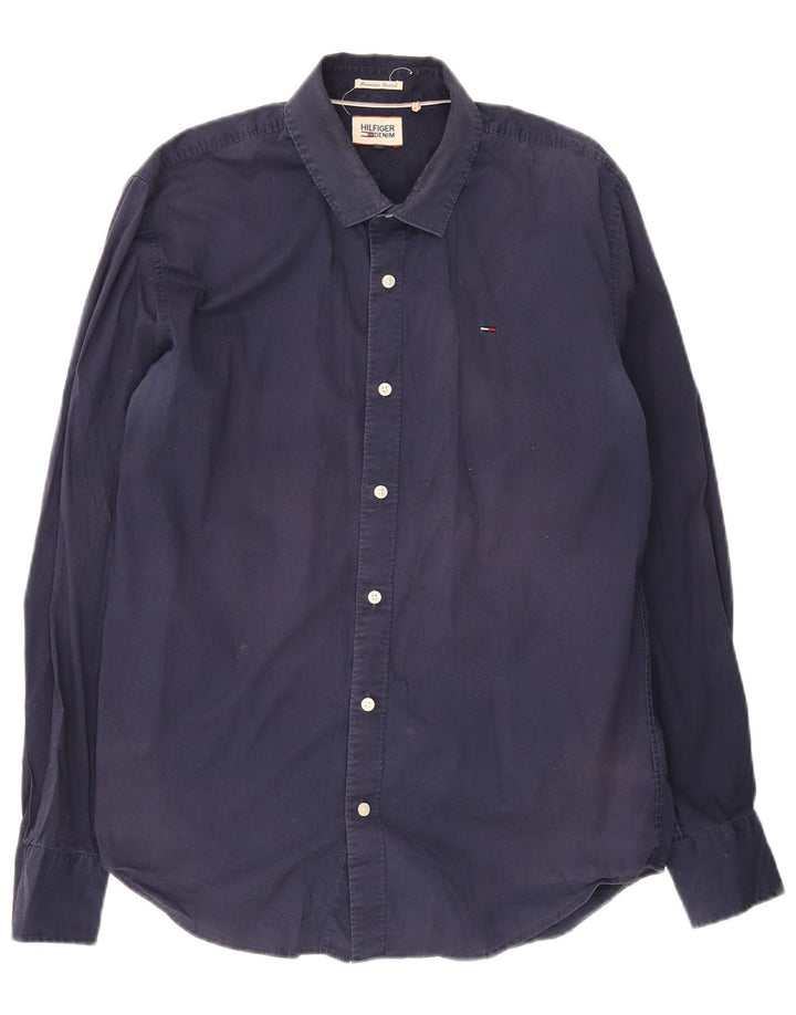 Tommy Hilfiger Herrenhemd XL Marineblau Baumwolle