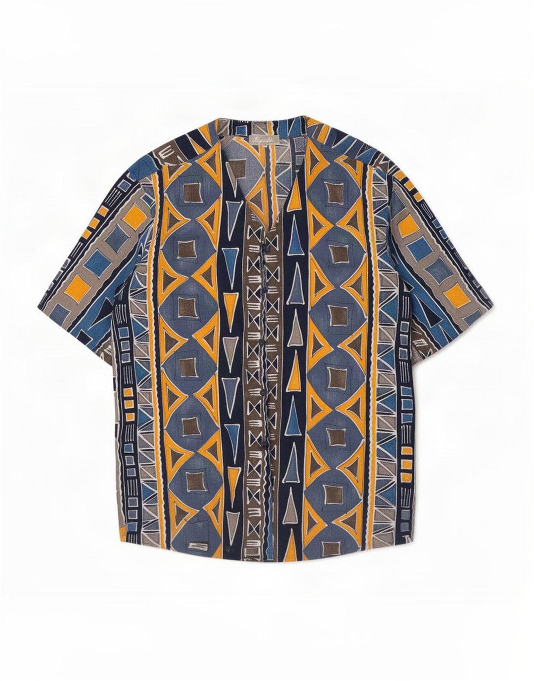 Augustus Damen Kurzarm-Hemdbluse IT 44 Mittelblau Geometrisch
