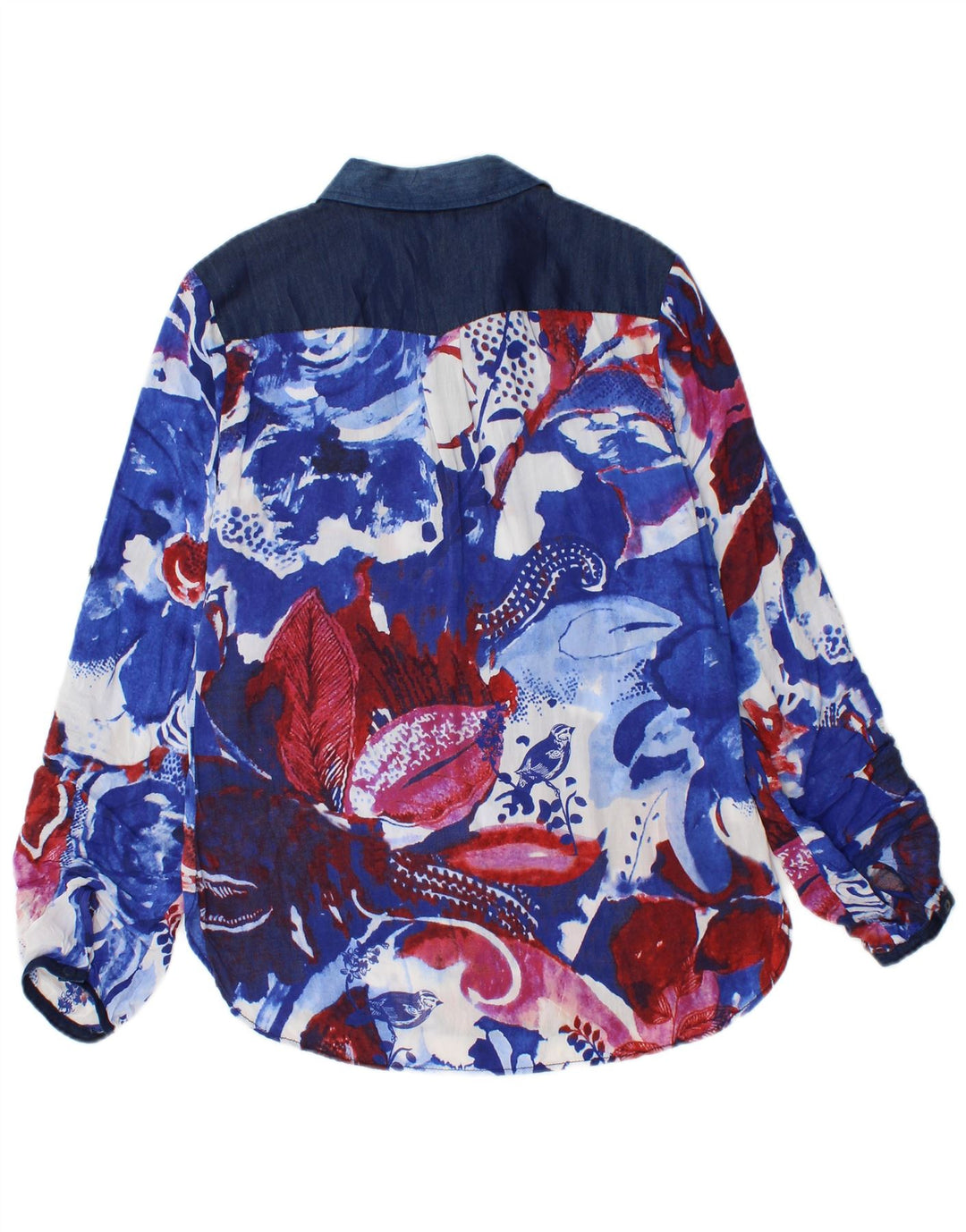 Desigual Damen Pullover-Hemdbluse UK 10 Small Blue Floral