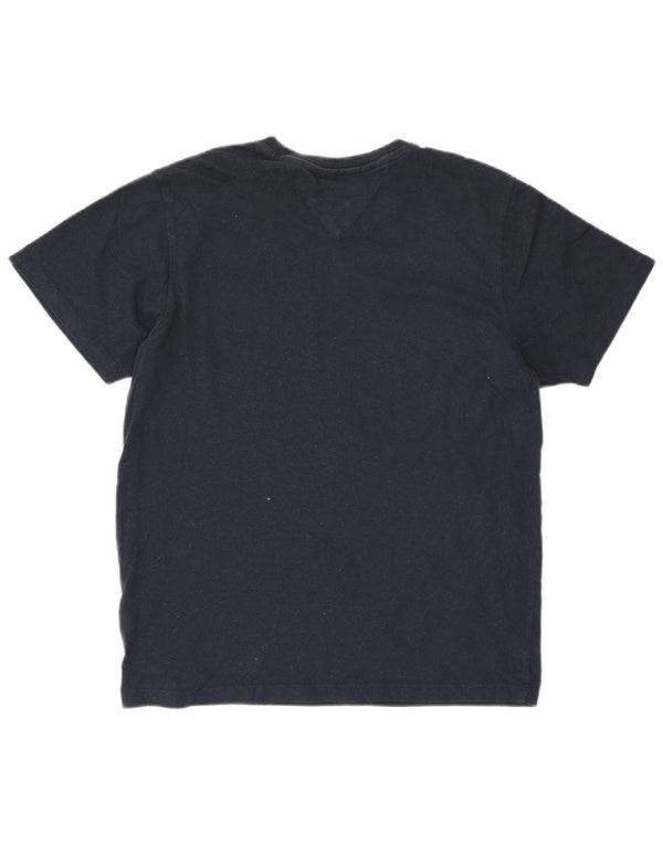 TOMMY HILFIGER Damen Grafik T-Shirt Top UK 14 Medium Marineblau Baumwolle