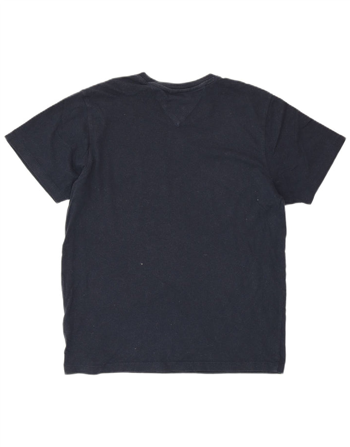 TOMMY HILFIGER Damen Grafik T-Shirt Top UK 14 Medium Marineblau Baumwolle