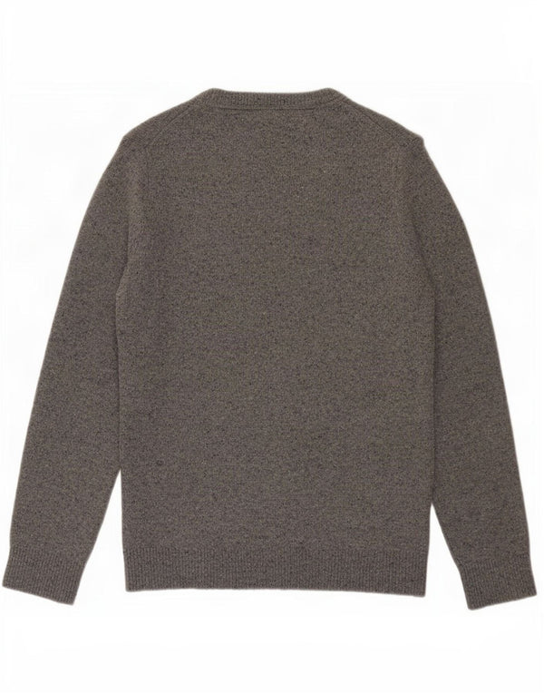 Tommy Hilfiger Herren-Pullover mit Rundhalsausschnitt, mittelgrau gefleckte Lammwolle