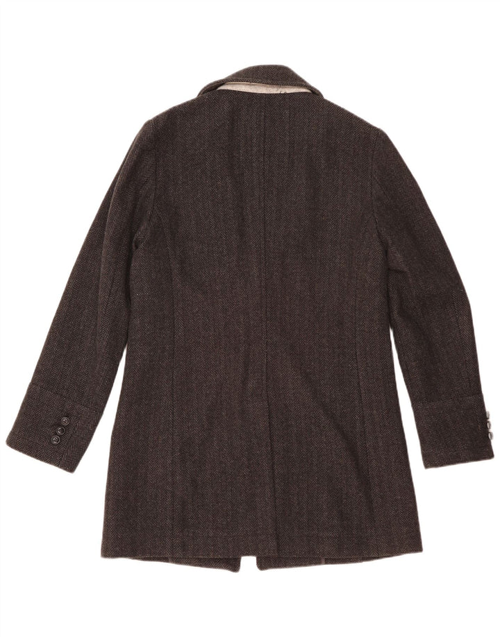 Superdry Herren-Mantel XS, graue Wolle mit Fischgrätenmuster