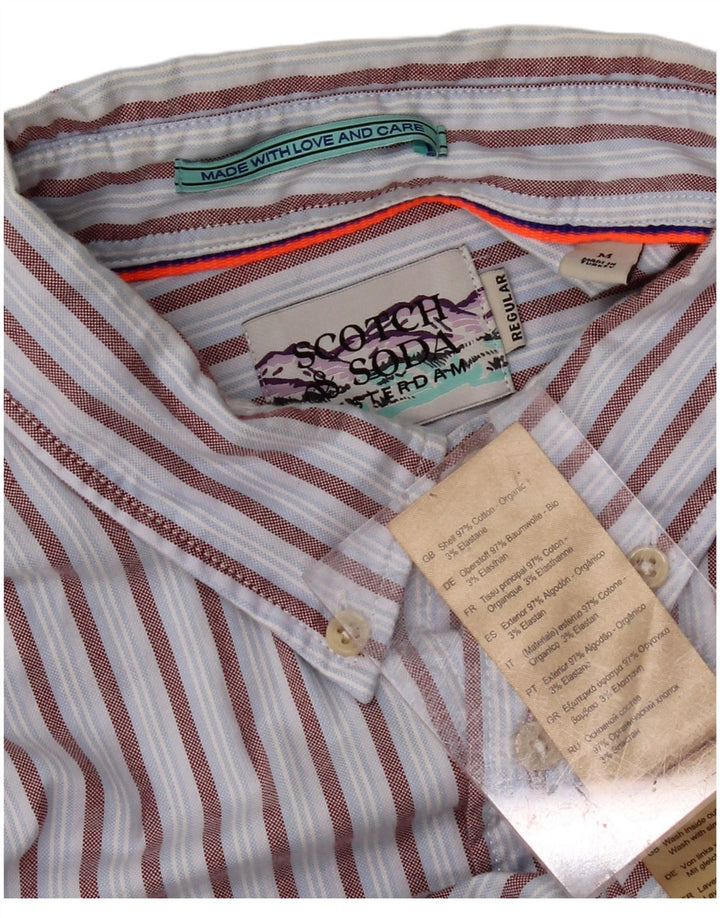 SCOTCH & SODA Mens Regular Fit Shirt Medium Blue Striped Cotton