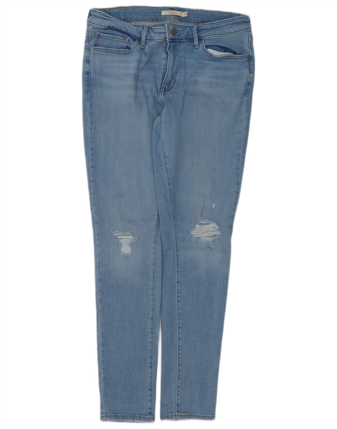LEVI'S Damen 711 Distressed Skinny Jeans W30 L30 Blaue Baumwolle