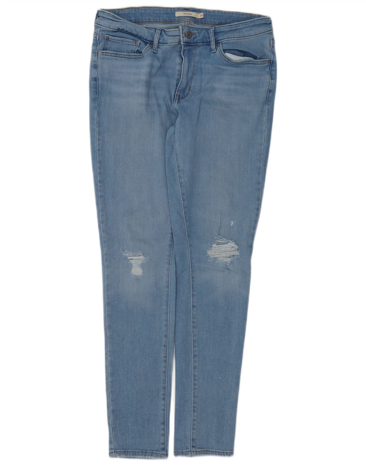 LEVI'S Damen 711 Distressed Skinny Jeans W30 L30 Blaue Baumwolle