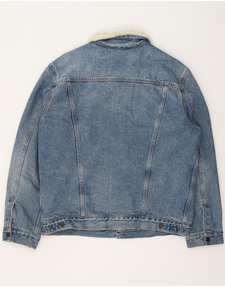 LEVI'S Herren Sherpa Jeansjacke UK 42 XL Blaue Baumwolle
