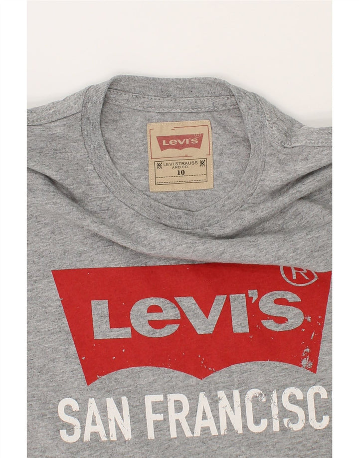 LEVI'S Boys Graphic Top Long Sleeve 9-10 Years Grey Vintage Levi's and Second-Hand Levi's from Messina Hembry 