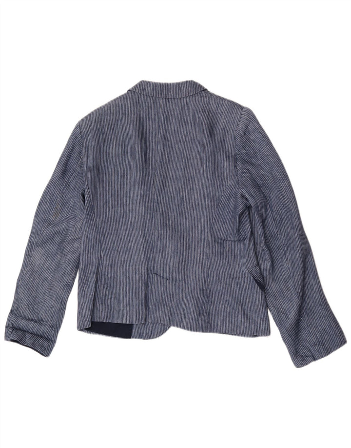 Zara Damen 1-Knopf-Blazerjacke UK 18 XL blauer Nadelstreifen-Polyester