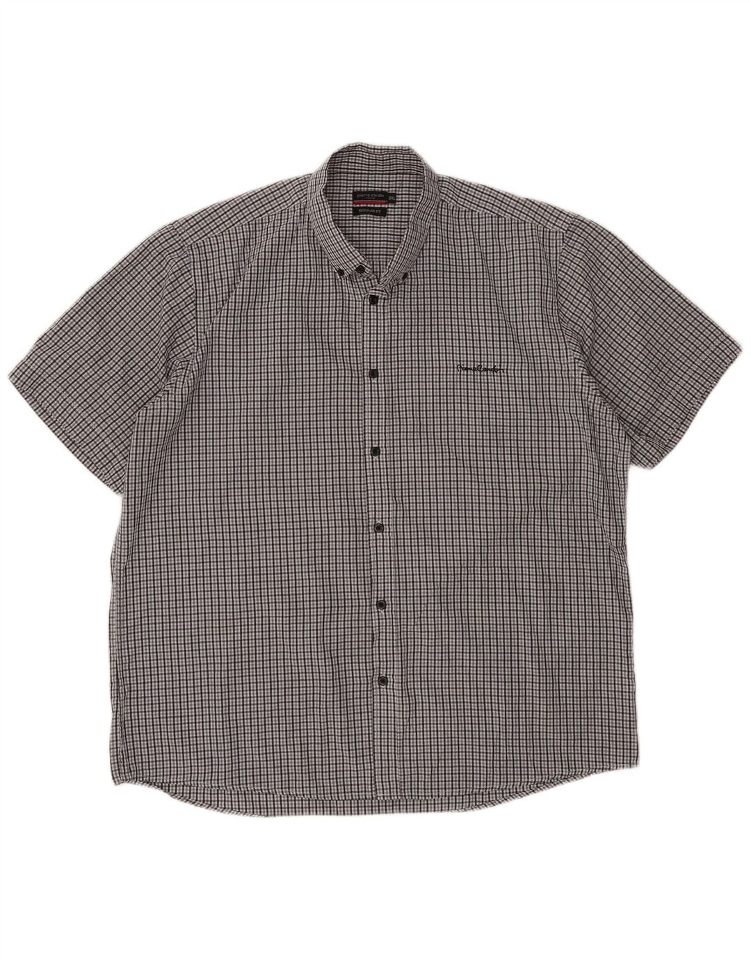 Pierre Cardin Herren-Hemd, kurzärmelig, reguläre Passform, 3XL, grau kariert, Polyester