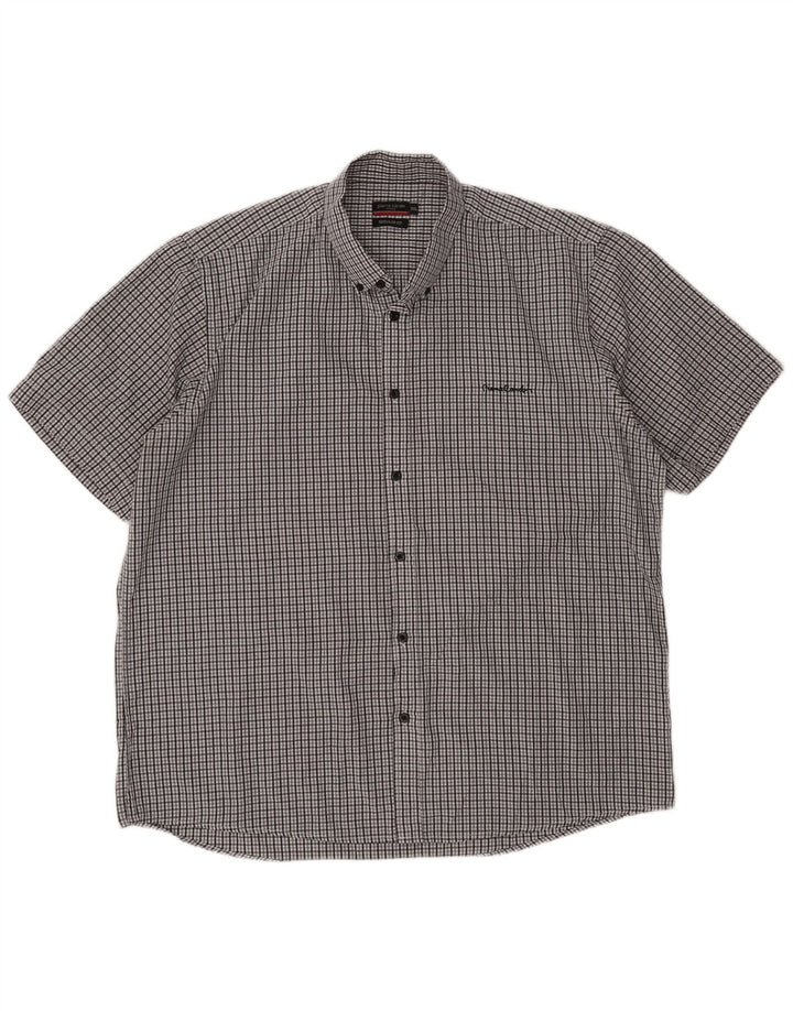 Pierre Cardin Herren-Hemd, kurzärmelig, reguläre Passform, 3XL, grau kariert, Polyester