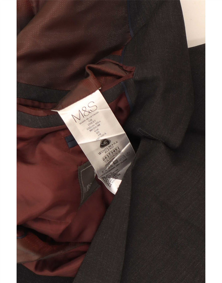 Marks & Spencer Herren-Blazer mit 2 Knöpfen, UK 40, mittelgraue Wolle