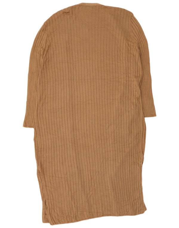 Marks & Spencer Womens Longline Cardigan Sweater UK 16 Large Brown