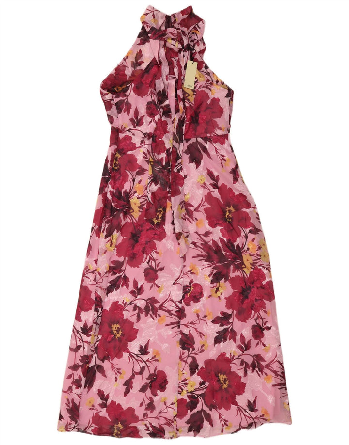 Oasis Neckholder-Maxikleid für Damen, UK 10, Größe S, rosa, geblümt, Polyester