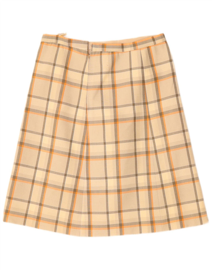 VINTAGE Damen A-Linienrock W30 Mittelbeige kariert