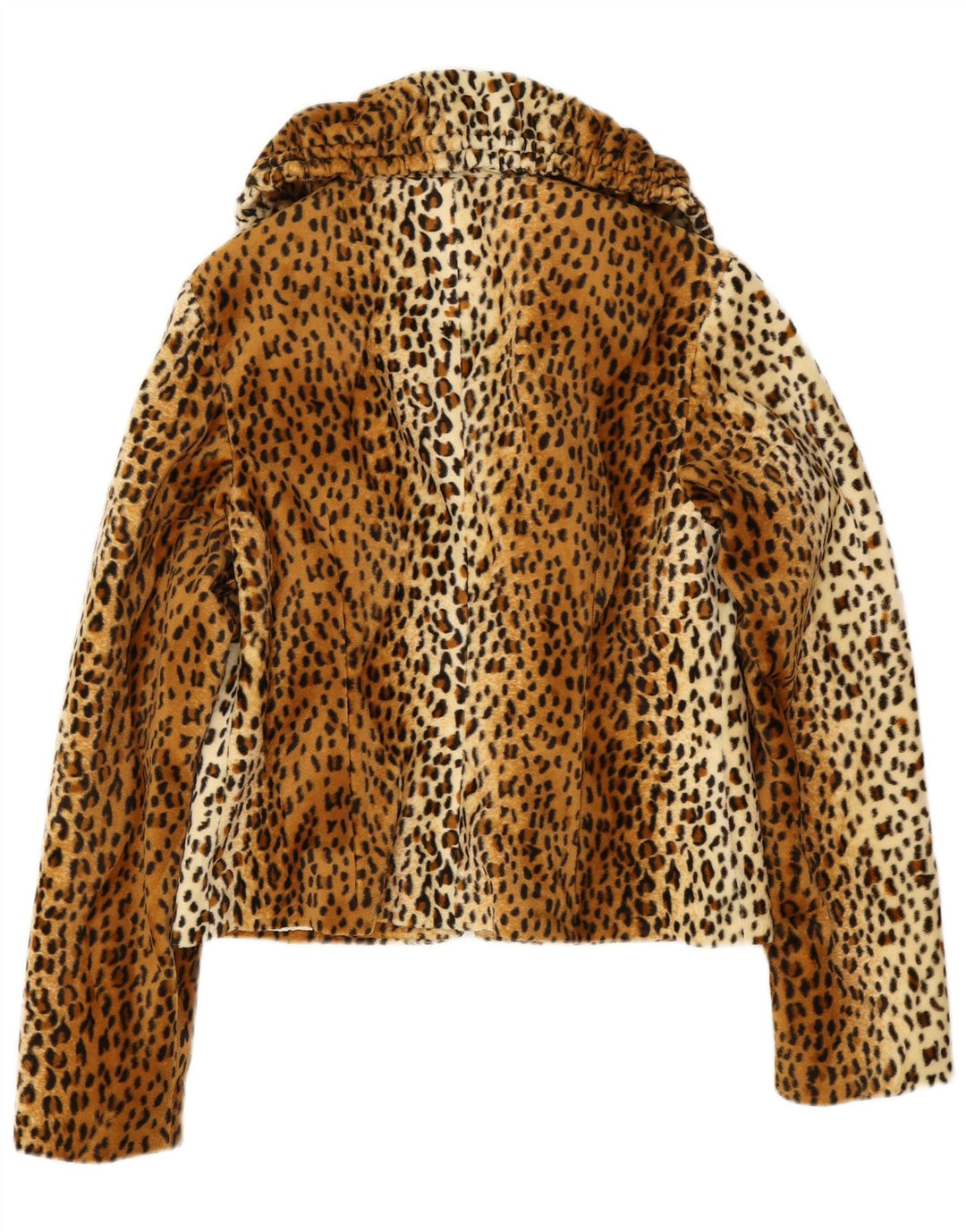 Vintage Damen Kunstfelljacke EU 38 Mittelbraunes Polyester mit Animal-Print