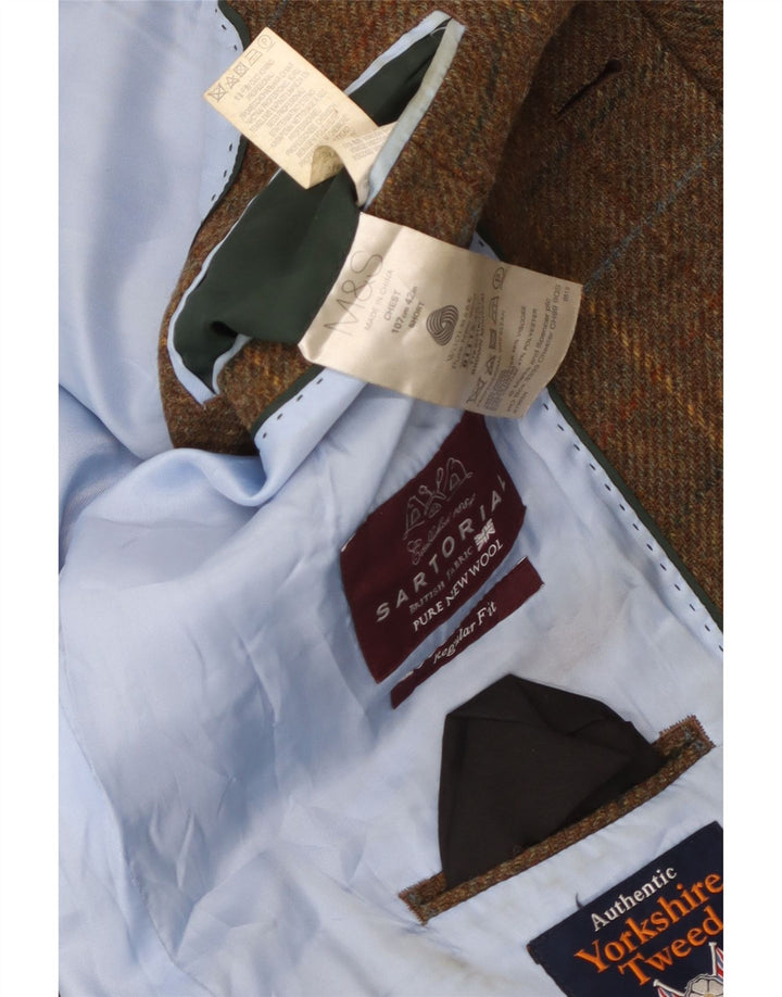 Marks & Spencer Herren-Blazer mit 2 Knöpfen, UK 42, XL, braun kariert