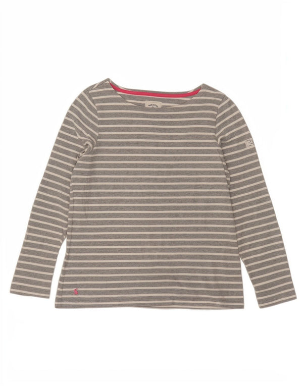 Joules Damen Top Langarm UK 12 Mittelgrau gestreift Baumwolle