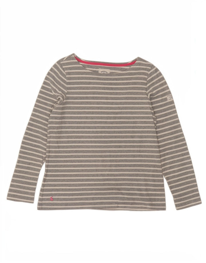 Joules Damen Top Langarm UK 12 Mittelgrau gestreift Baumwolle