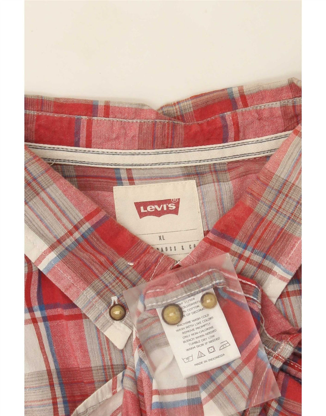 Levi's Herren-Kurzarmhemd XL, rot kariert, Baumwolle
