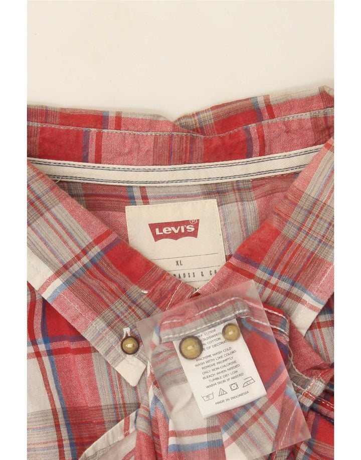 Levi's Herren-Kurzarmhemd XL, rot kariert, Baumwolle