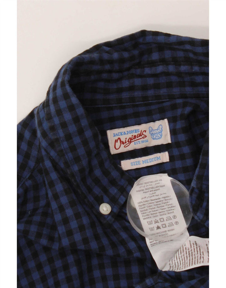 Jack & Jones Herrenhemd aus mittelblauer Gingham-Baumwolle in Marineblau