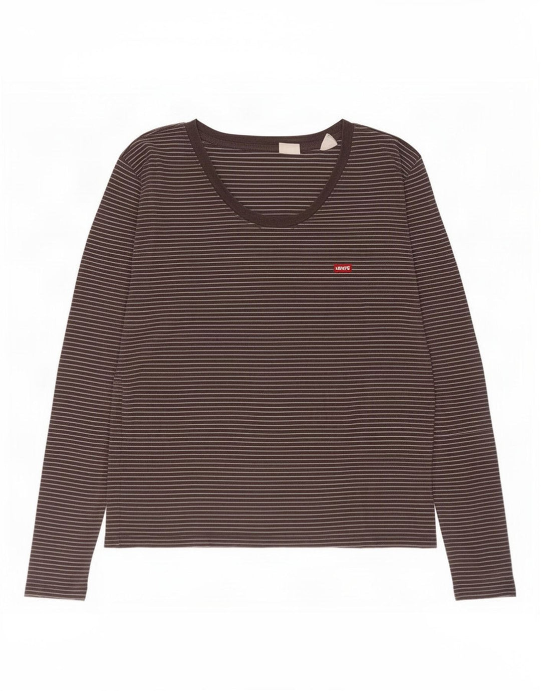 Levi's Damen Top Langarm UK 12 Mittelschwarz gestreift Baumwolle