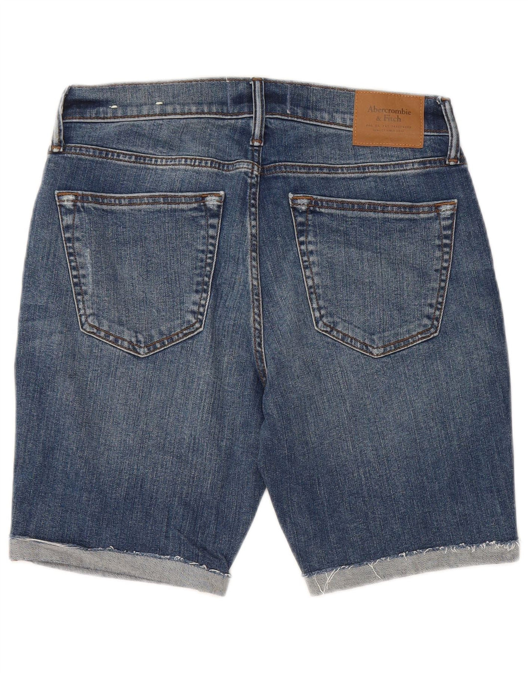 Abercrombie & Fitch Damen-Jeansshorts im Distressed-Look, W30, mittelblaue Baumwolle
